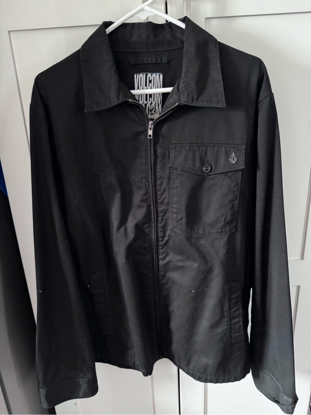Volcom Black Lightweight Zip-Front Work Shirt Jacket